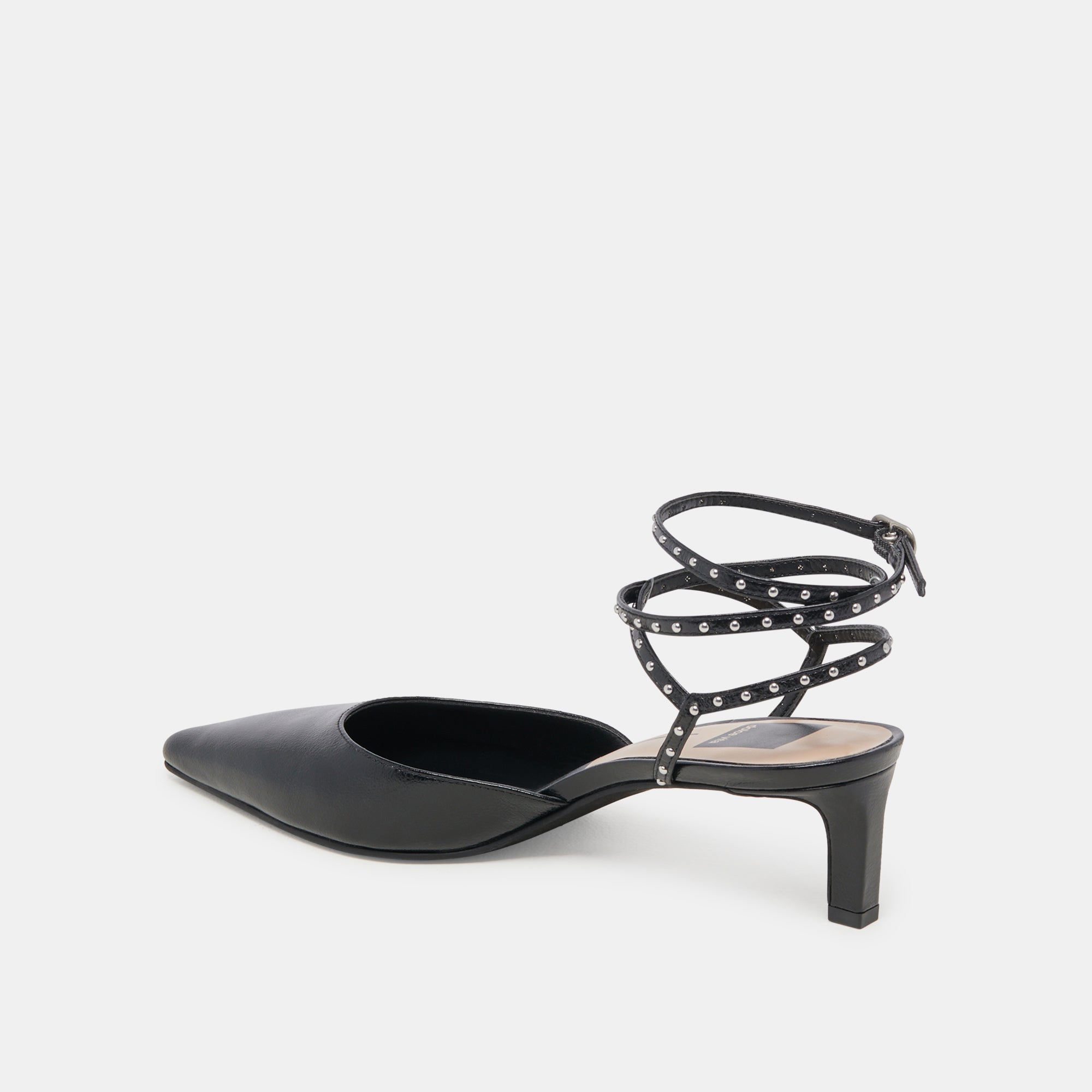 LOKLYN Studded Heels - Midnight Crinkle Patent Leather High Heels for Women | Elegant Party Shoes for Night Out, Wedding & Special Occasions