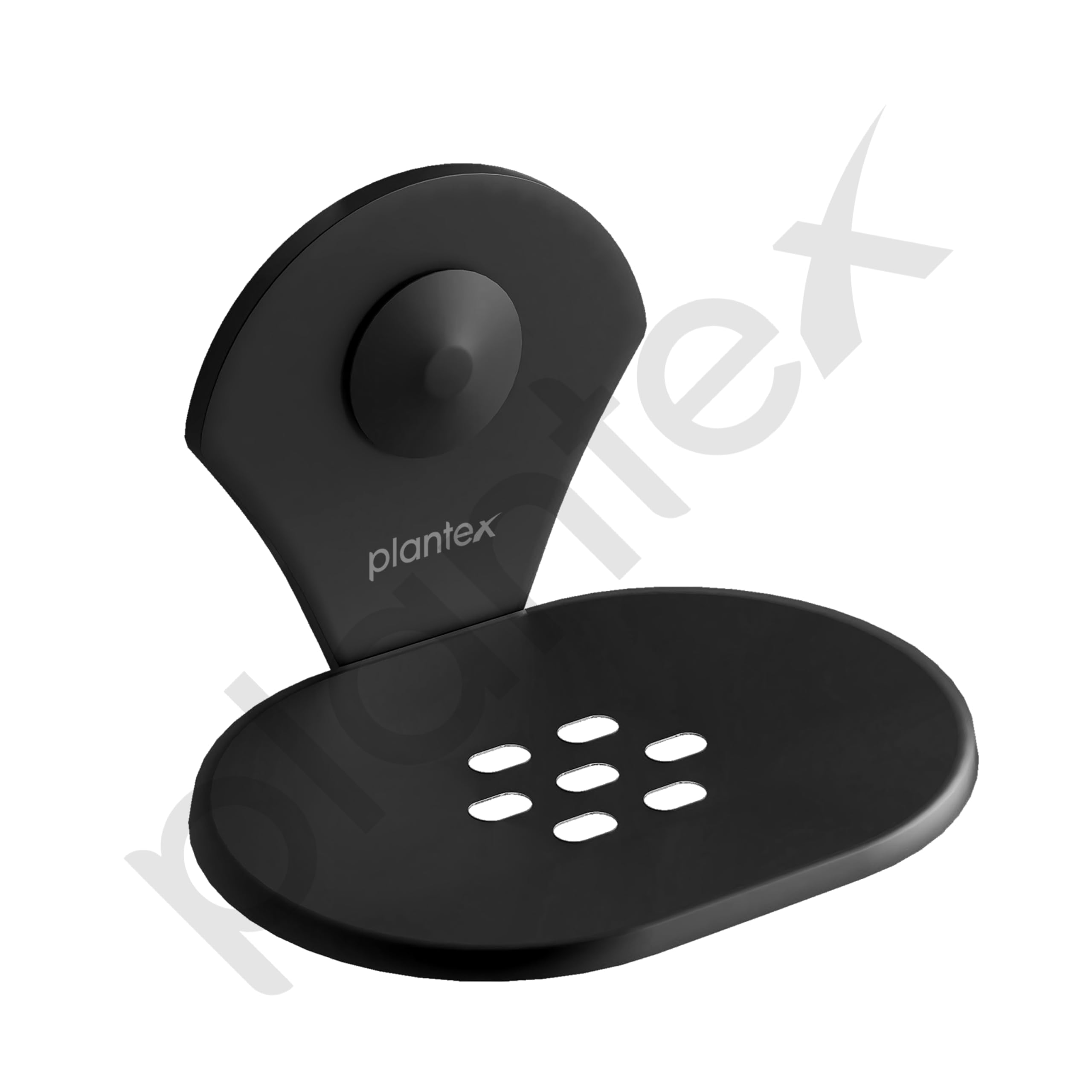 Plantex Royal Self-Adhesive Stainless Steel Soap Dish - Rustproof Bathroom Soap Holder with Strong Adhesive, Powder Coated Black for Shower, Kitchen Sink & Vanity Organizer