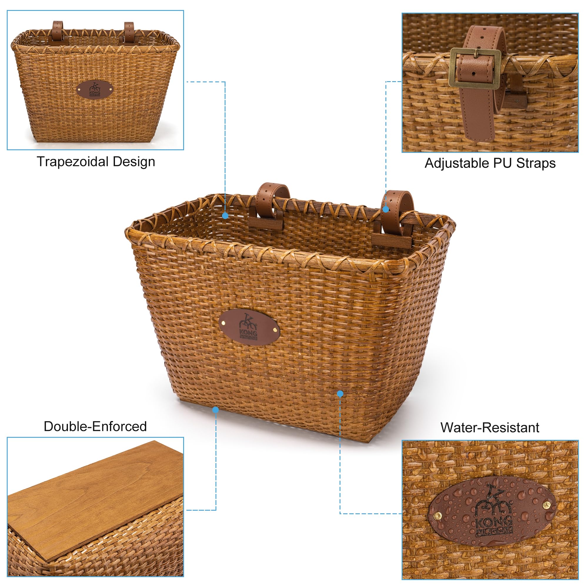 Handmade Rattan Bike Basket for Women - Retro Style Front Bicycle Basket for Adults | Perfect for Groceries, Picnics & Commuting