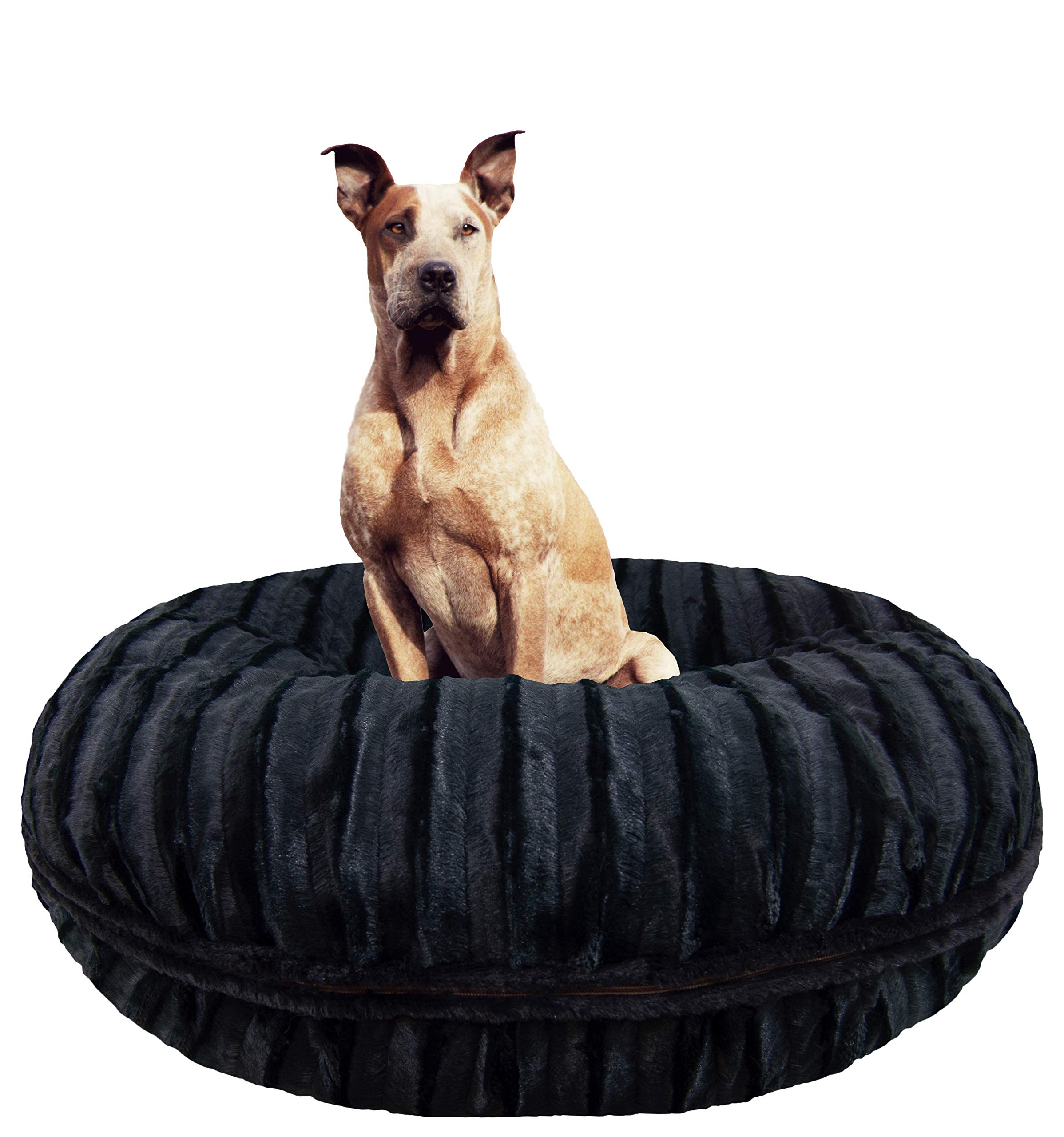 Bessie and Barnie Plush Faux Fur Dog Bed - Waterproof Washable Round Pet Bed for Small Medium Large Dogs - Cozy Calming Bed for Crate, Living Room & Travel - Multiple Colors Available