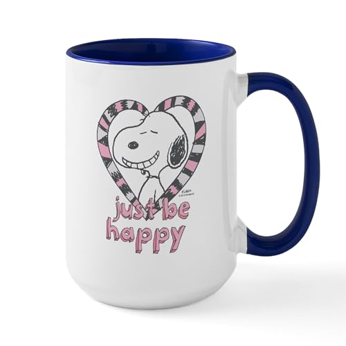 White/Navy Inside - Snoopy Just Be Happy Mugs
