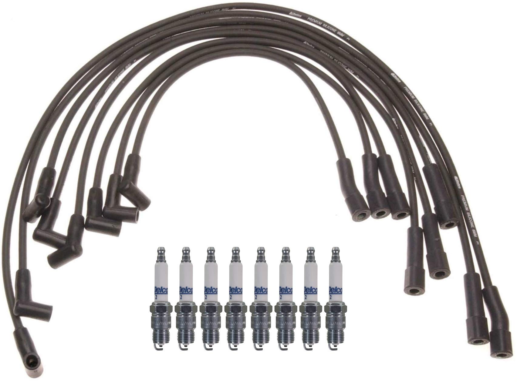 GM OE Ignition Wire Set & 8 Rapidfire Spark Plugs Kit for Pontiac V8 - High Performance Replacement Parts for Smooth Engine Operation & Improved Fuel Efficiency