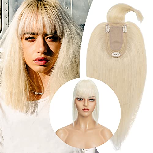 Clip in Human Hair Topper with Silk Base - Natural Looking Hairpiece for Thinning Hair - Perfect for Daily Wear, Special Occasions & Styling
