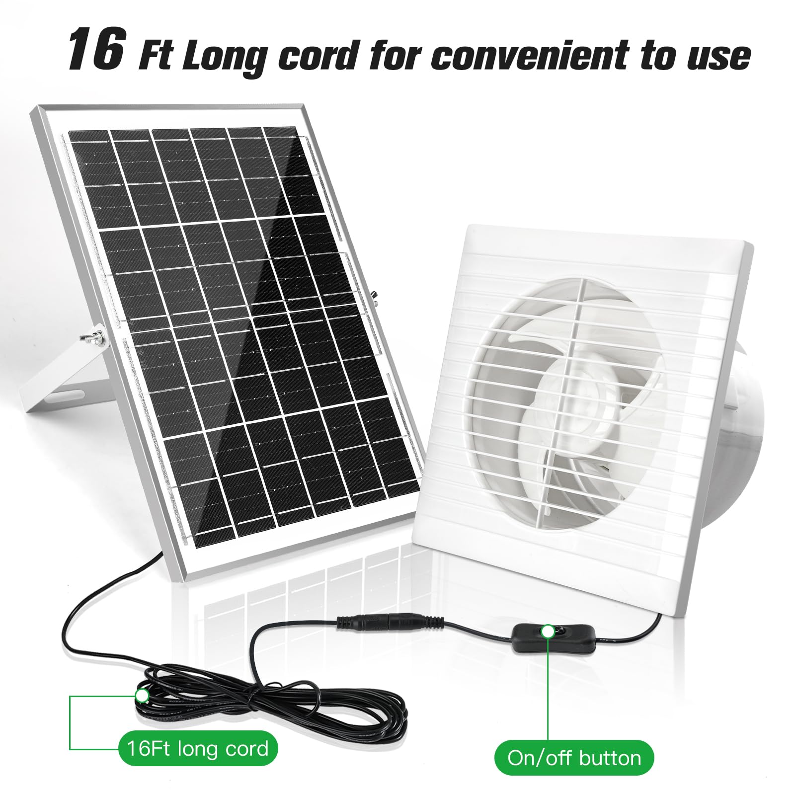 15W Solar Powered Exhaust Fan with 6
