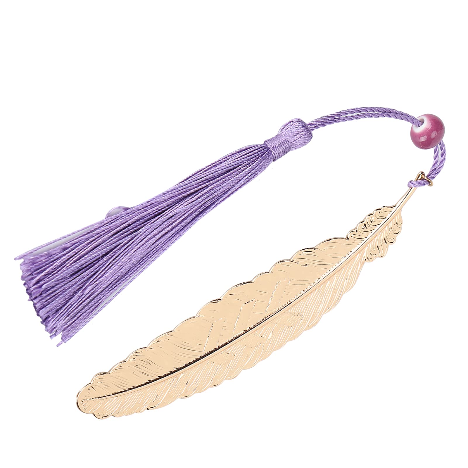 Vintage Feather Bookmark with Metal Charm & Tassel - Purple Spike Design for Book Lovers, Perfect Gift for Readers & Writers (Book Accessory, Reading Gift Idea)