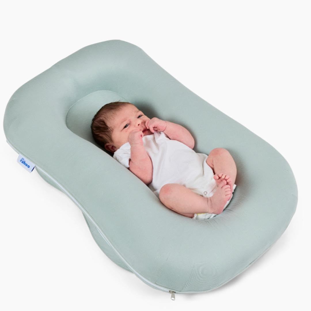 **Learn & Lounge Baby Lounger Pillow for Newborns – Ergonomic Infant Support Pillow for Safe Sleeping & Playtime – Portable, Machine Washable, Anti-Reflux Design – Space Gray – Perfect for Nursery, Travel & Tummy Time**