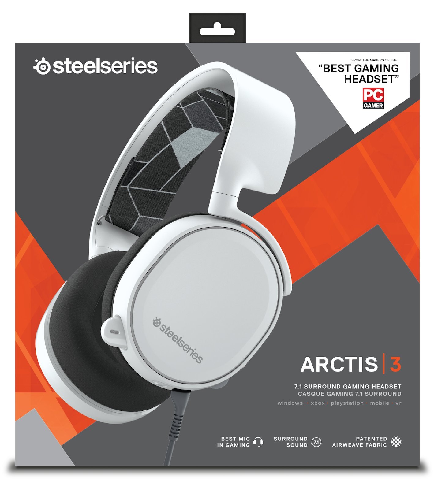 SteelSeries Arctis 3 Legacy Edition Wireless Gaming Headset - Multi-Platform Compatible with PC, Mac, PS4, Xbox One, Switch, Mobile & VR - Crystal Clear Audio for Immersive Gaming, Streaming & Online Meetings - White