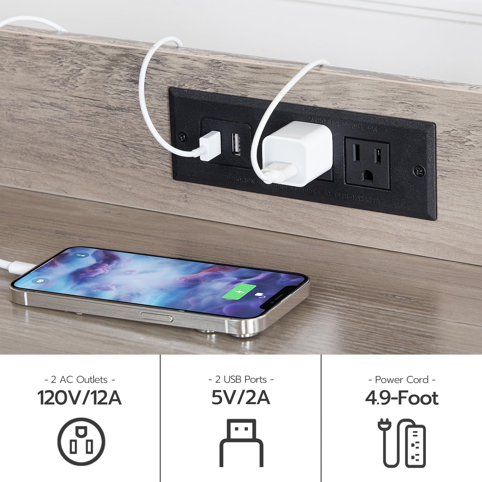 HOOBRO Cat Litter Box Enclosure with 2 Storage Shelves & Charging Station - Hidden Tall Cat Furniture with Plush Mat, Greige BG70UMW01 - Perfect for Small Spaces & Multi-Cat Homes, Stylish Indoor Cat Litter Solution for Apartments