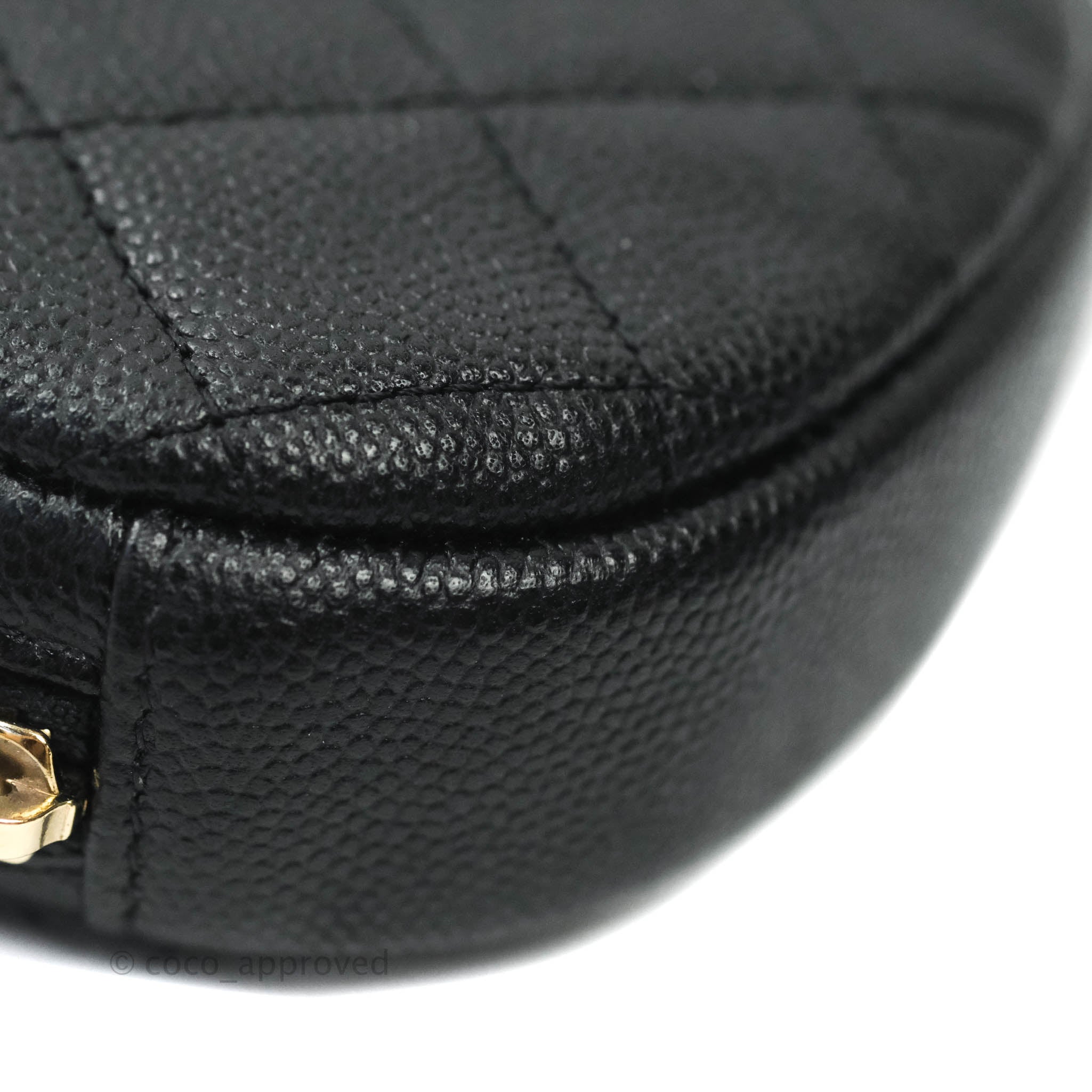 Chanel CC Round Coin Purse in Black Caviar Leather with Gold Hardware - Luxury Wallet for Women, Perfect for Parties & Evening Events