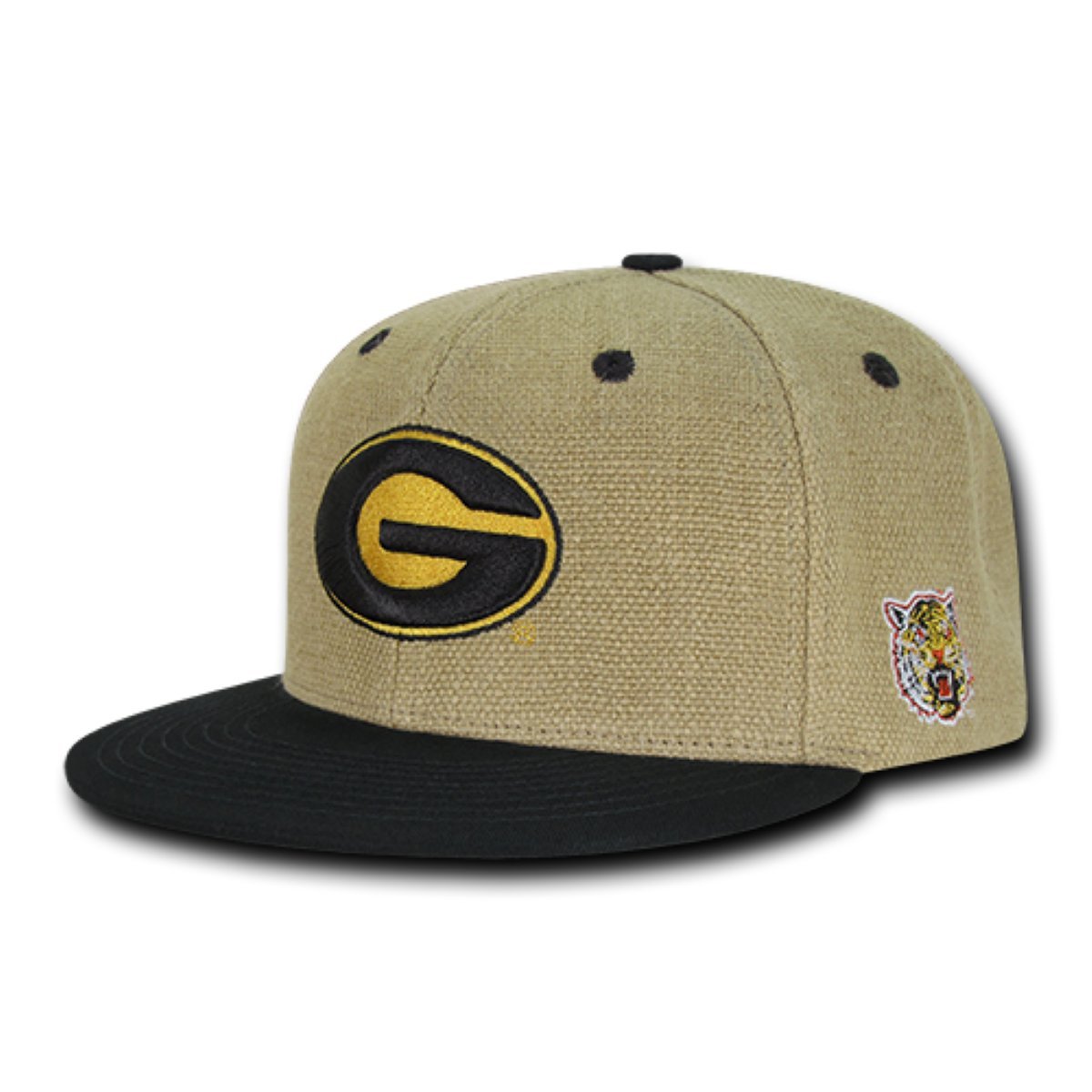 W Republic Apparel Heavy Jute Snapback Hat - Grambling Tigers Black Adjustable Baseball Cap for Men & Women - Perfect for Sports, Casual Wear and Fan Gear