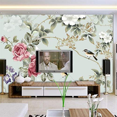 JLDWYKK 3D Flower Wall Mural - Hand Painted Peel and Stick Wallpaper for Living Room, Bedroom & TV Background - Home Decor Wall Art for Modern Interior Design