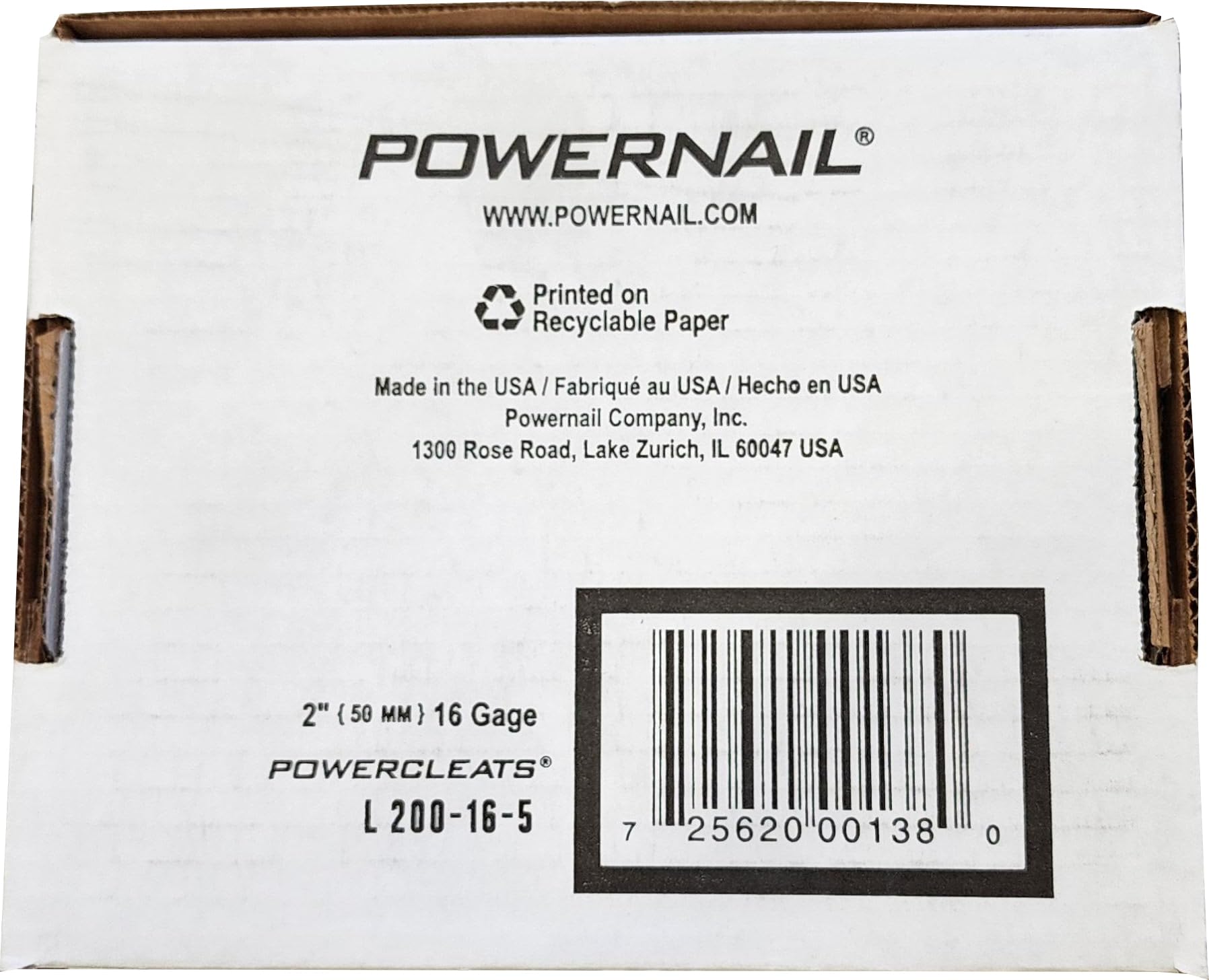 Powernail 16 Gauge 2-Inch Cleats - Box of 5,000 Nails for Flooring, Roofing, and Framing Projects - Perfect for Hardwood Installation and Construction Use