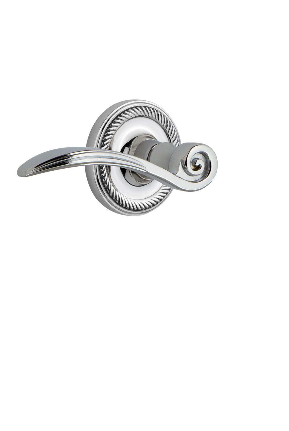 Vintage Style Rope Rose Privacy Swan Door Lever in Bright Chrome - Perfect for Victorian, Cottage, and Farmhouse Home Decor