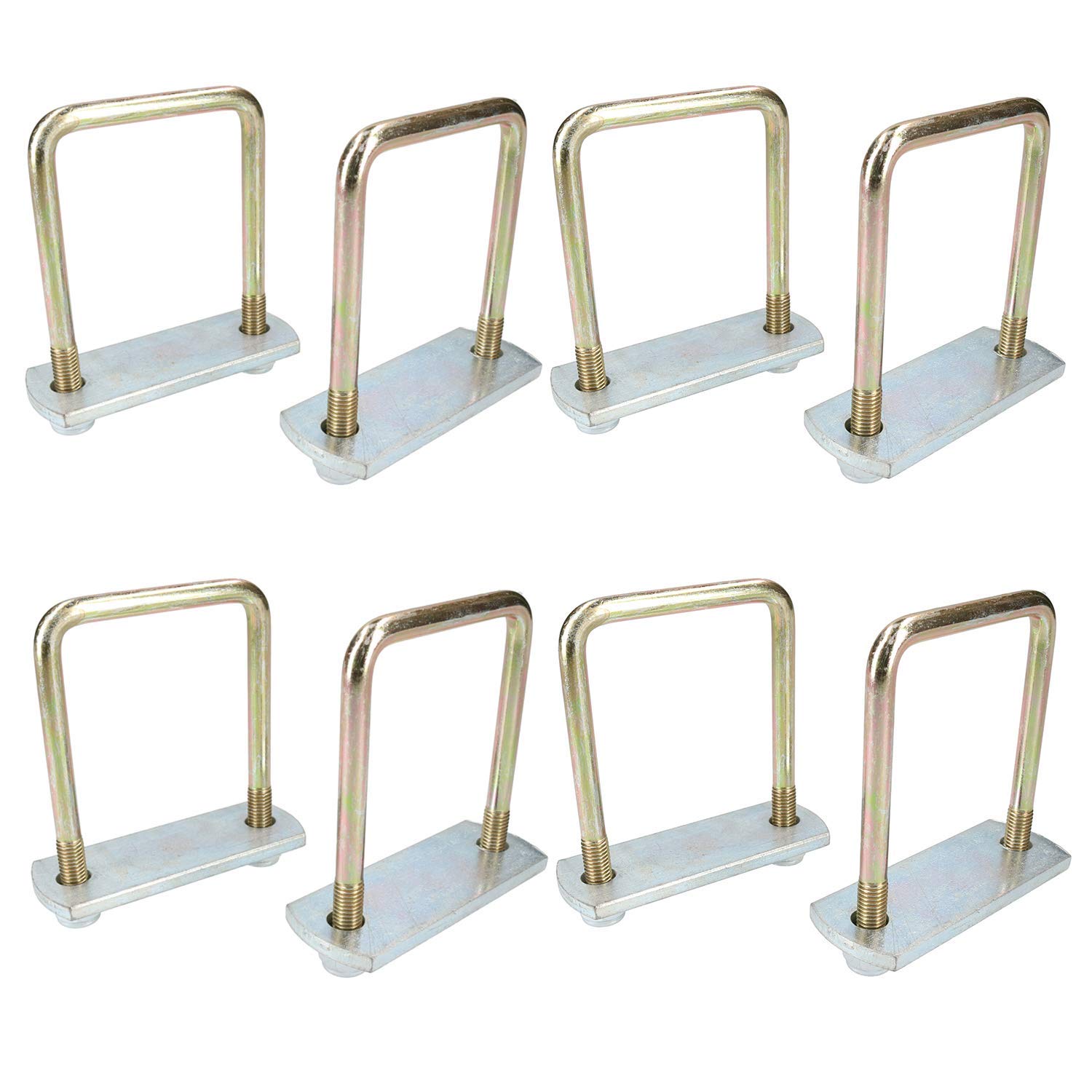 High Strength 8 Pack M10 70mm x 100mm U-Bolt and N-Bolt Kit with Plates & Nuts - Heavy Duty for Automotive, Marine, and Construction Applications