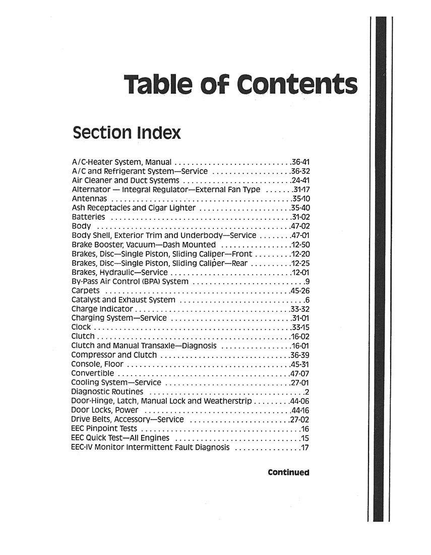 1991 Mercury Capri Shop Service Repair Manual - Engine, Drivetrain, Electrical & Body | Bishko Automotive Literature | DIY Car Maintenance & Restoration Guide