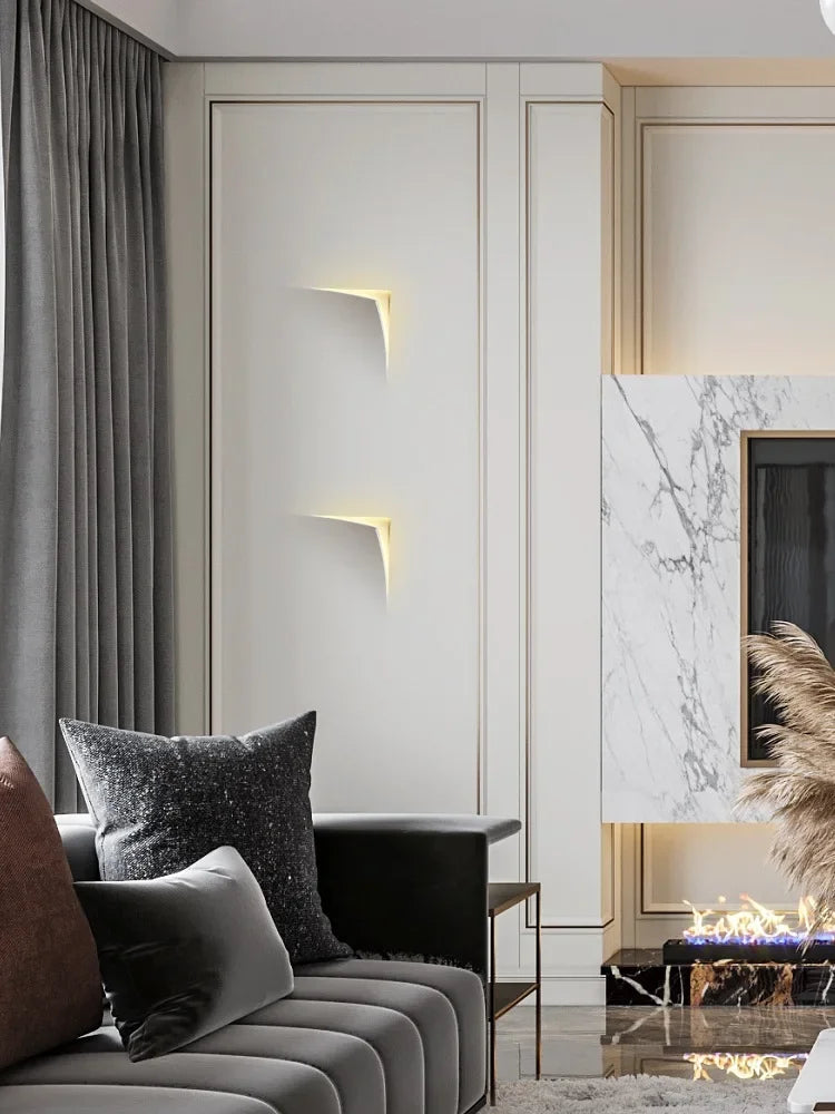 Minimalist Modern Edge Wall Light - Set of 2, LED Wall Sconce for Bedroom, Living Room, Hallway & Staircase Lighting