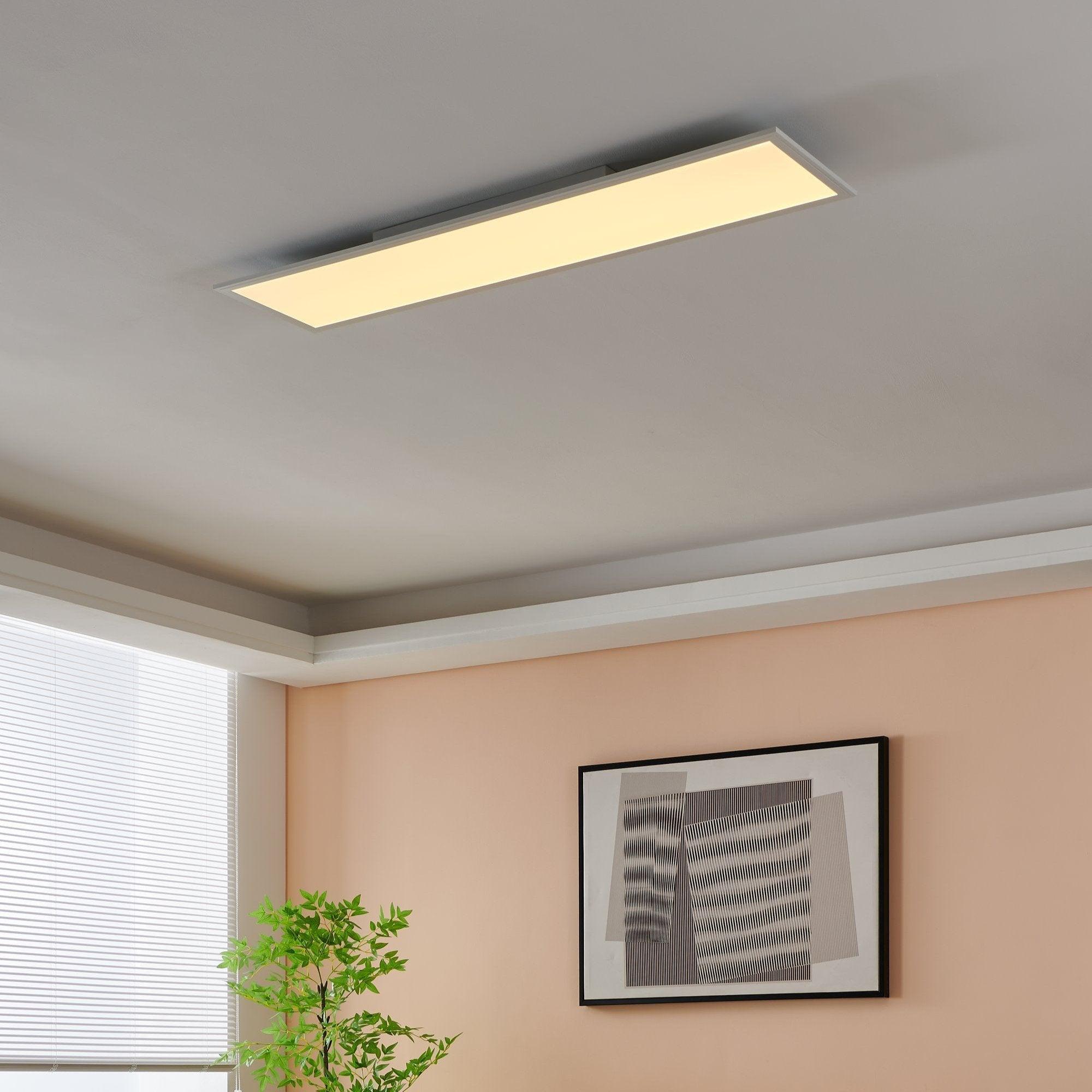 Eglo Connect Salobrena Z Smart White Rectangular Panel LED Ceiling Flush Mount Light - Modern Smart Lighting for Living Room, Bedroom & Kitchen