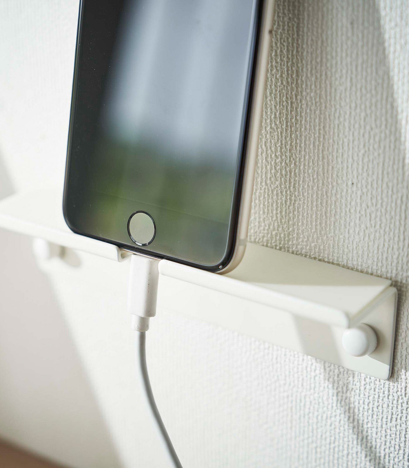 Sturdy Steel Wall Mounted Phone Holder - Secure & Space-Saving Smartphone Stand for Home, Office, or Kitchen Organization