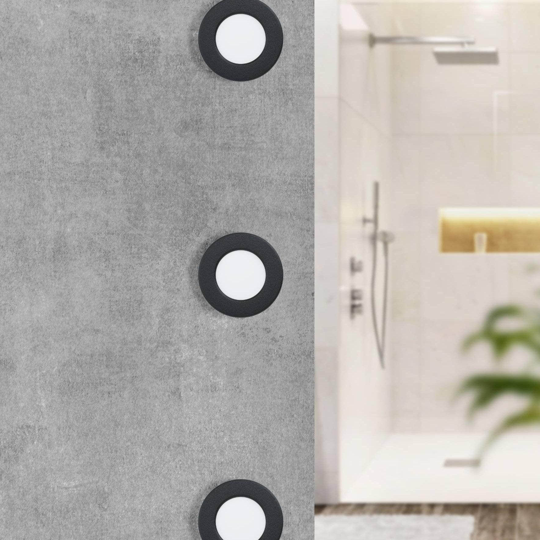 Eglo Fueva 5 Black LED Recessed Bathroom Ceiling Light - IP44 Waterproof - Perfect for Showers, Bathrooms & Damp Areas