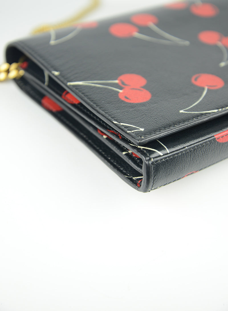 Saint Laurent Cherry Print Leather Pochette Bag - Luxury Crossbody Clutch for Women, Perfect for Evening Parties & Date Nights