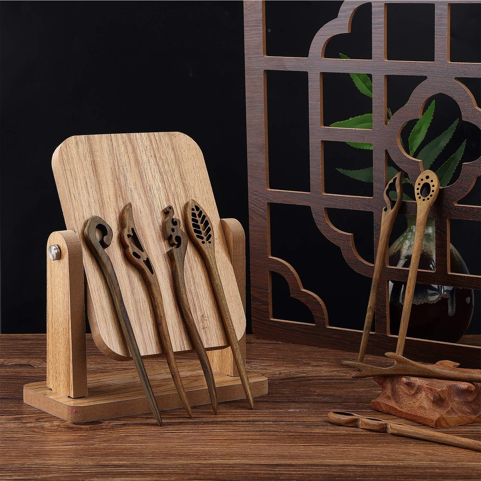 8Pcs Handmade Wooden Hair Sticks - Japanese Style Hair Chopsticks for Women, Bun Maker & Chignon Hair Accessories (Classic Pattern) | Perfect for Updos, Weddings, Cosplay & Traditional Hairstyles