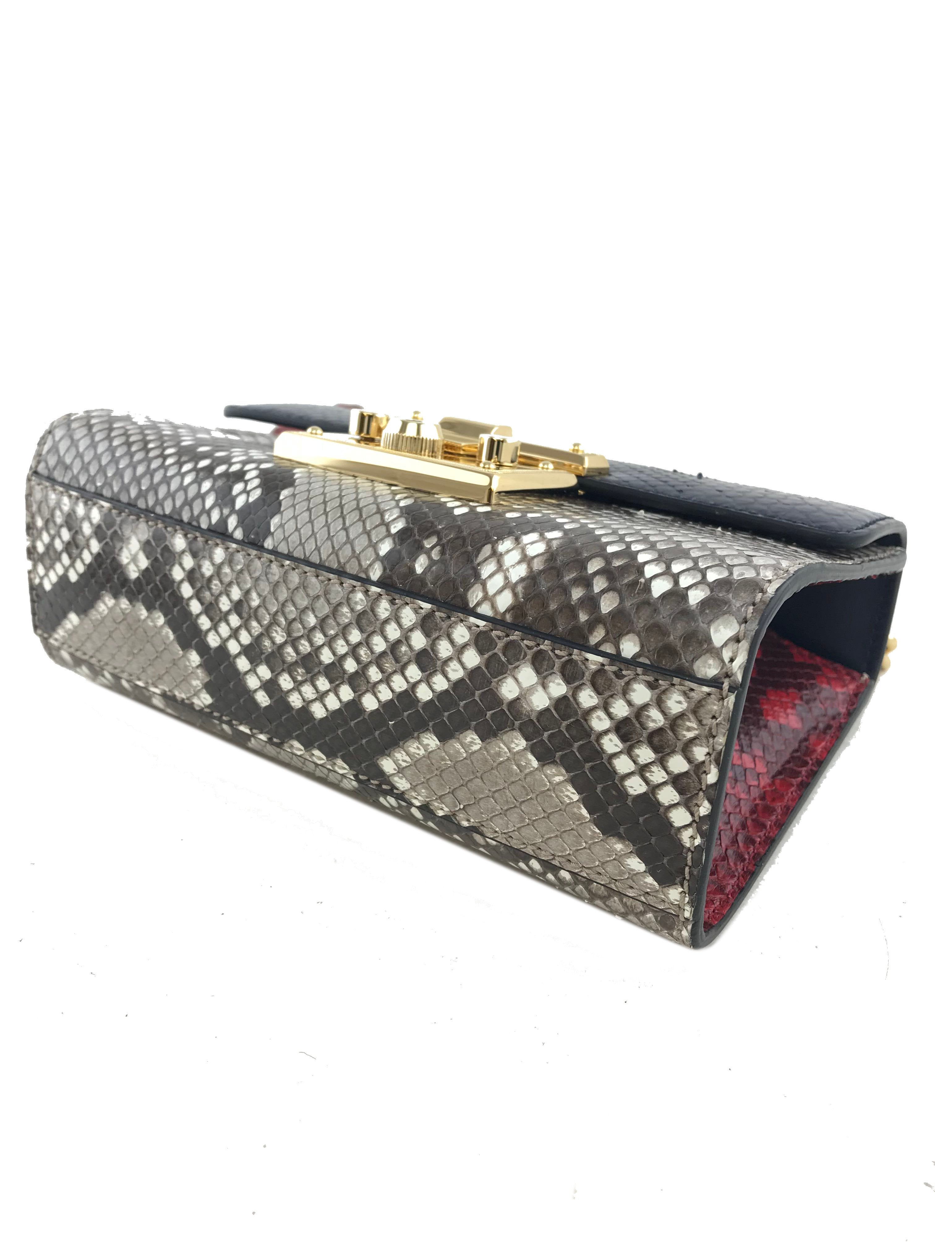 Gucci Padlock Small Python Shoulder Bag for Women - Luxury Designer Crossbody Purse with Chain Strap - Perfect for Evening Parties, Date Night & Special Occasions