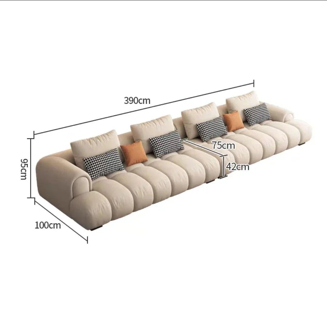 Luxury Sectional Calf Leather Sofa Bed with Chaise Lounge - Modern Convertible Sofa Set for Living Room, Home Theater & Guest Room