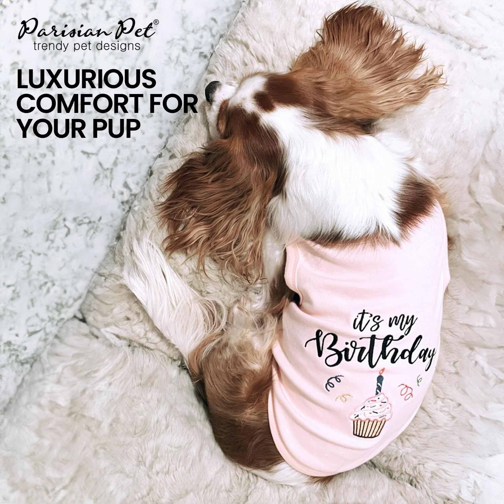 Parisian Pet Dog T-Shirt - Embroidered 'It's My Birthday' Sleeveless Lightweight Vest - Pink Washable Dog Clothes for Large Dogs XL - Perfect for Birthday Parties & Special Occasions