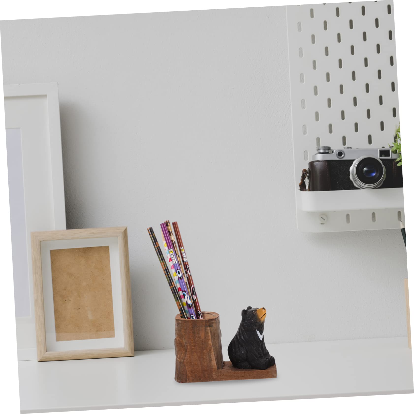 Wooden Bear Pen Holder - Cute Desk Organizer for Home & Office Decor