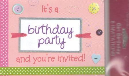 8-Pack Girls Birthday Party Invitation Cards - 'It's a Birthday Party & You're Invited!' - Perfect for Kids' Birthday Celebrations & Special Events