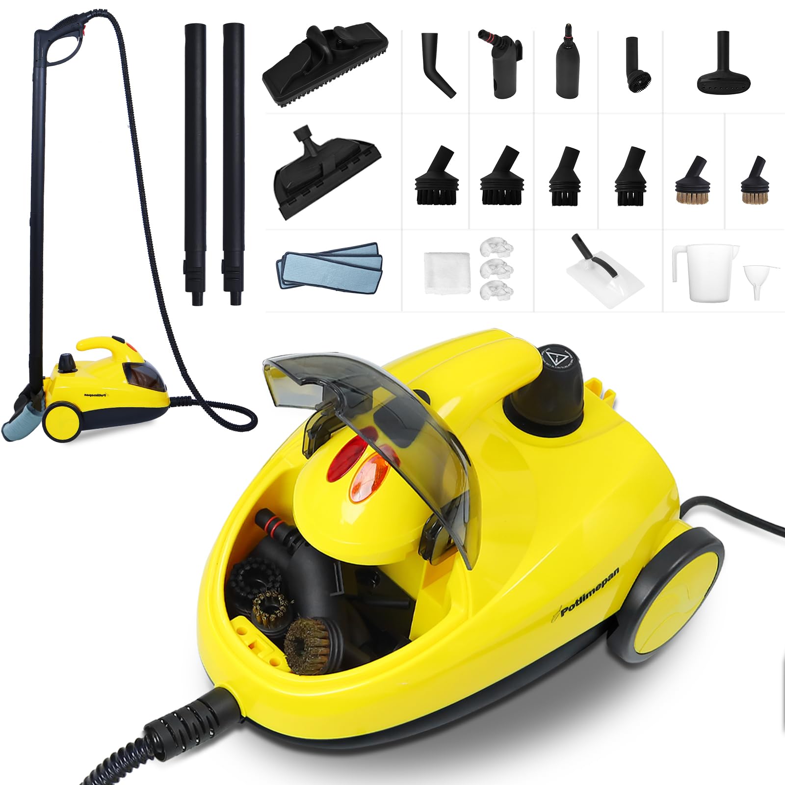 1500W High-Power Steam Cleaner with 5 Attachments - Portable Deep Cleaner for Home Floors, Upholstery, Tile & Grout - Onboard Storage (Model WJ528) - Perfect for Kitchen, Bathroom & Car Detailing