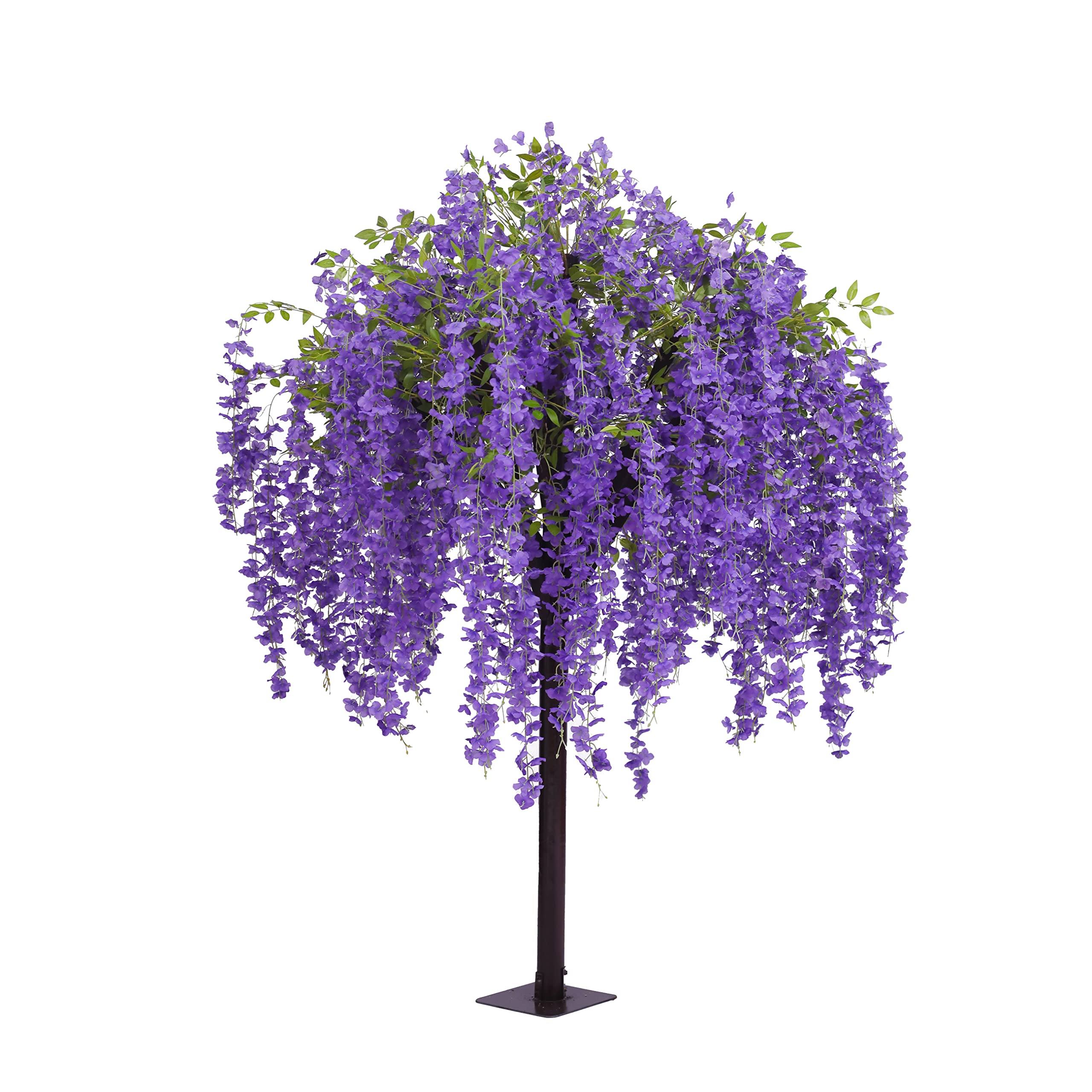ZYone 5FT Tall Purple Silk Wisteria Artificial Flowers Tree - Realistic Fake Wisteria Plants for Indoor Outdoor Décor, Home, Wedding, Party, Shopping Mall & Restaurant Decoration (1.5M) - Perfect for Spring Decor, Garden Landscaping & Event Centerpieces