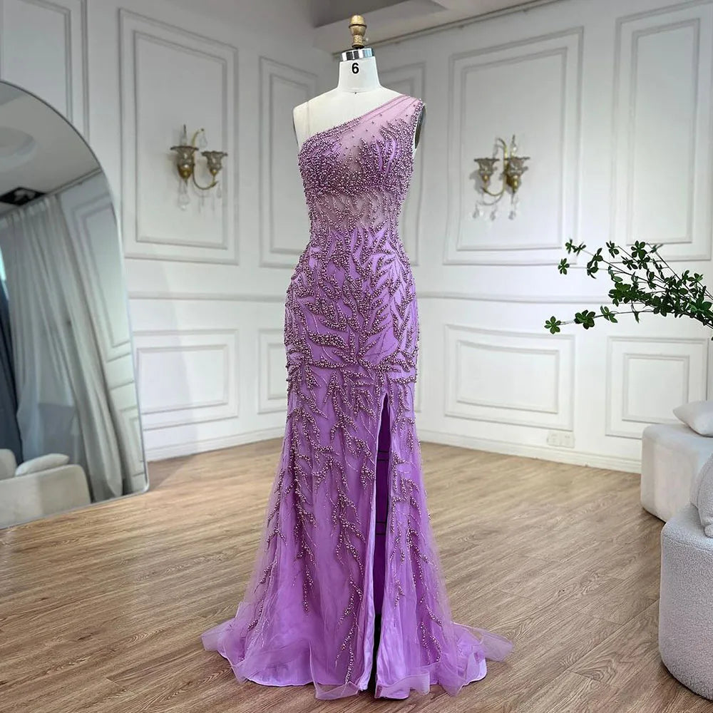 Serene Hill Pink High Split Mermaid Elegant Evening Dresses - Luxury Beaded Prom Gowns for Women 2025 | Perfect for Formal Parties, Weddings & Red Carpet Events LA71582
