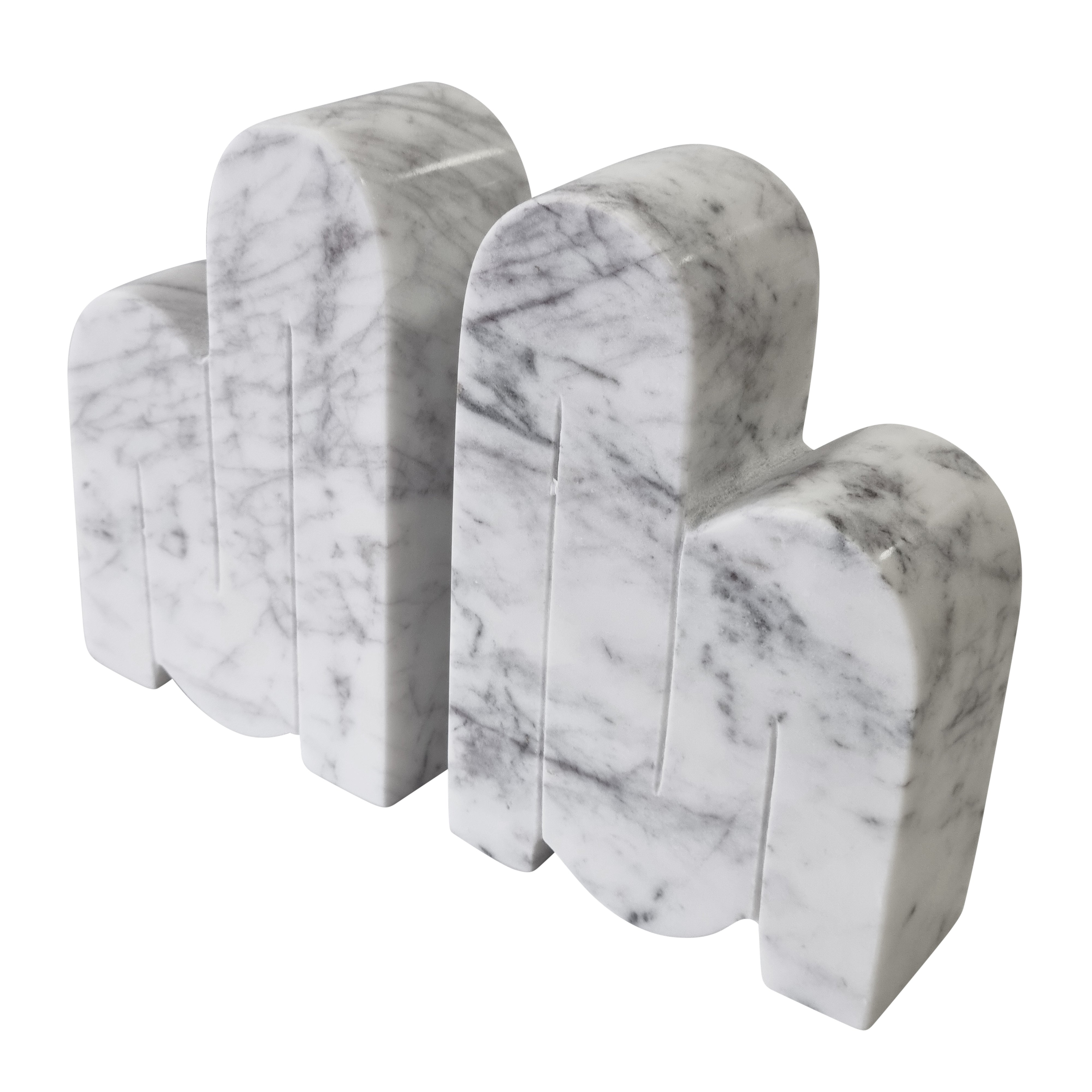 Premium Marble Bookends Set of 2 - 11.5x5x16.5cm Heavy Duty Book Holders for Shelves, Office & Home Decor - Elegant Book Organizer for Study, Library and Gift Giving