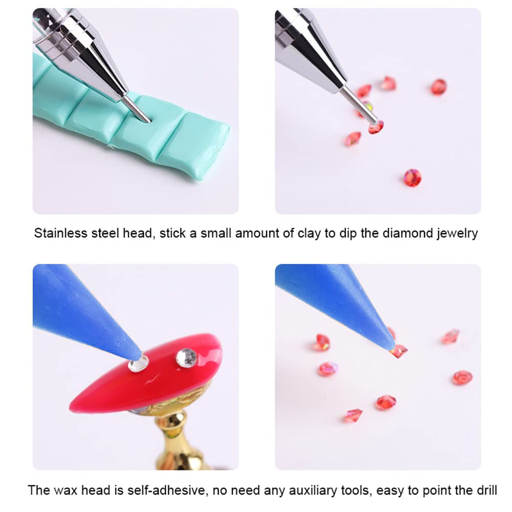 Dual Head Dotting Wax Pen - Professional Nail Art Dotter Tool for Perfect Dots & Designs | DIY Nail Studs, Point Drill Picker | Ideal for Salon, Home Manicure & Nail Art Enthusiasts