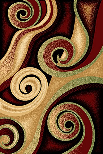 Hand Carved 3D Modern Abstract Luxury Area Rug - 5x7 Feet Burgundy Black Green Beige Cream - Palace Collection Contemporary Carpet for Bedroom, Living Room & Dining Room Decor | Perfect for Boho Chic, Mid-Century Modern & Luxury Home Interiors