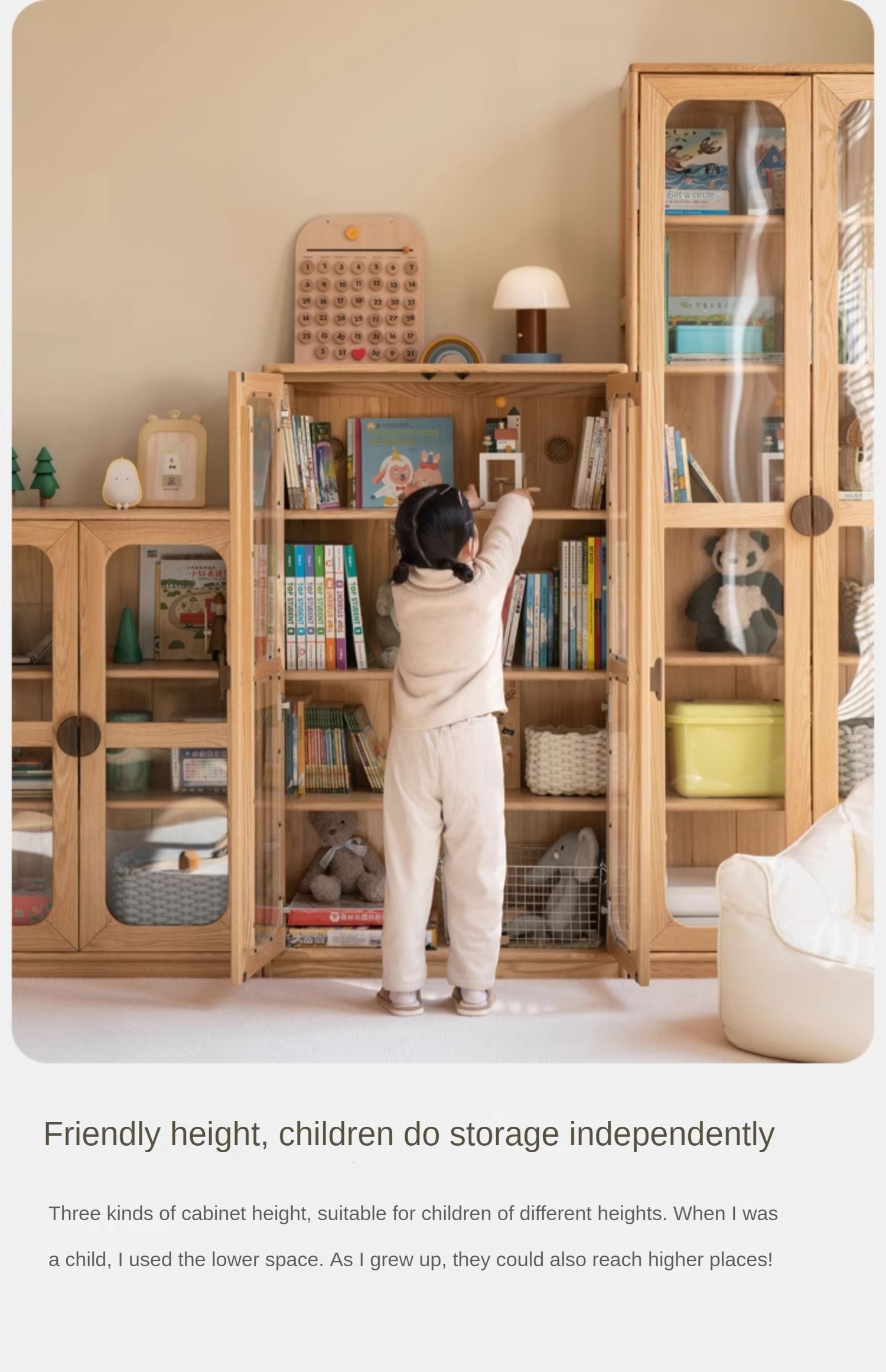 Solid Oak Wood Kids Bookcase & Bookshelf - Durable Children's Book Storage for Bedroom, Playroom, and Classroom Organization