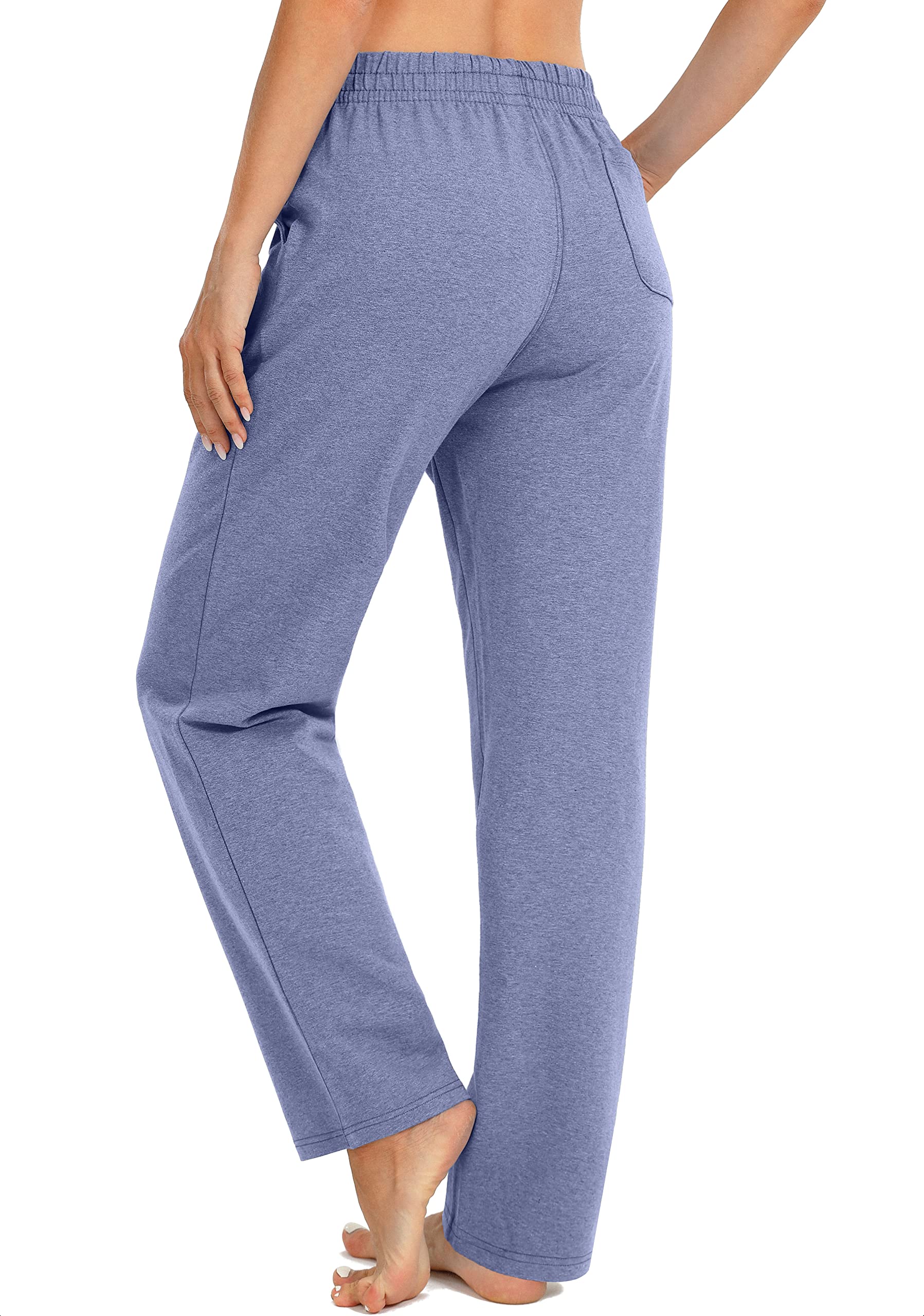 SANTINY Women's Cotton Sweatpants - High Waisted Yoga Lounge Pants with Pockets, Elastic Waistband, Open Bottom for Comfort - Perfect for Yoga, Workout, Running, Travel & Casual Wear