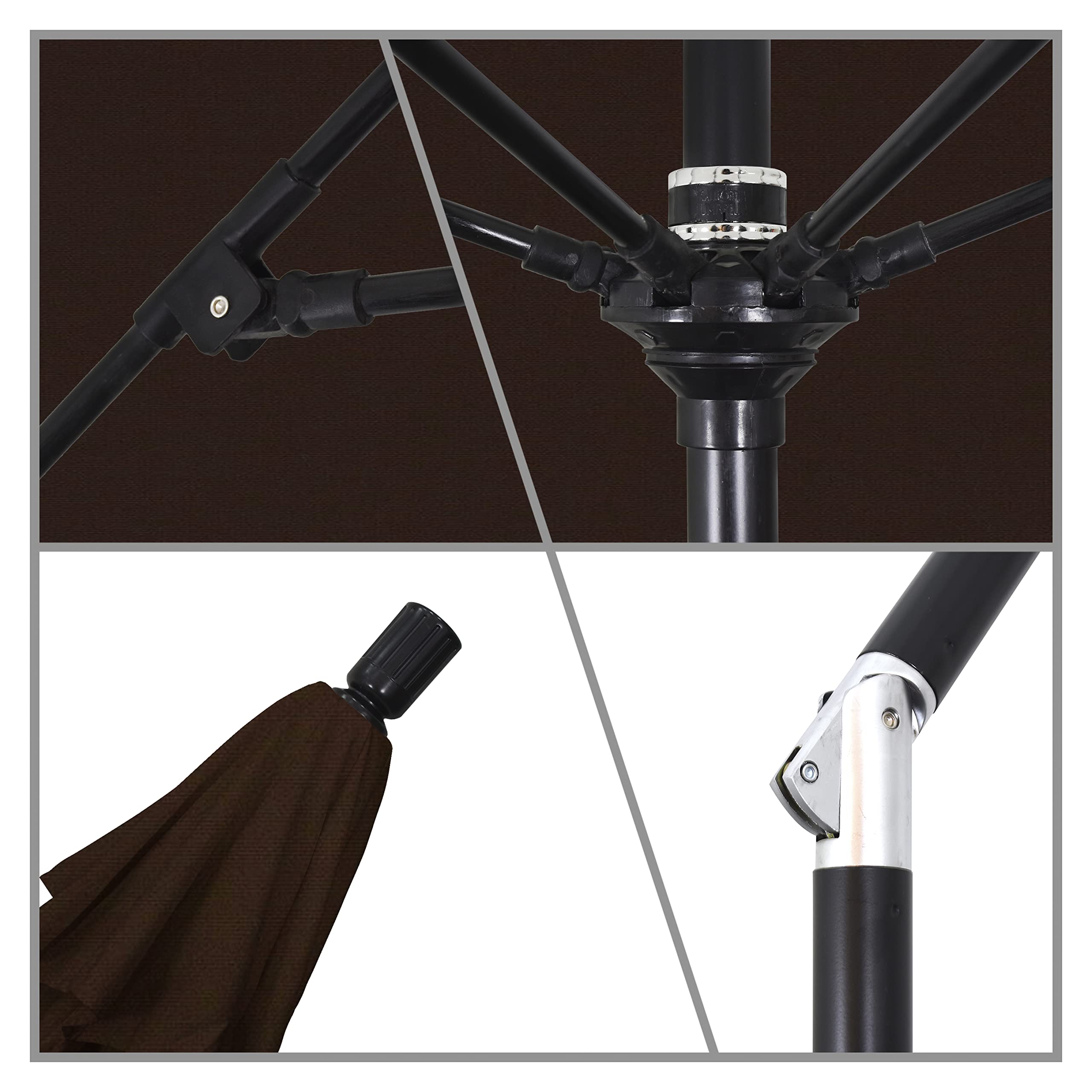 California Umbrella GSCUF908705-SA32 9-Foot Round Aluminum Pole Fiberglass Rib Patio Umbrella in Mocha - Perfect for Outdoor Dining, Poolside Lounging, and Backyard Relaxation