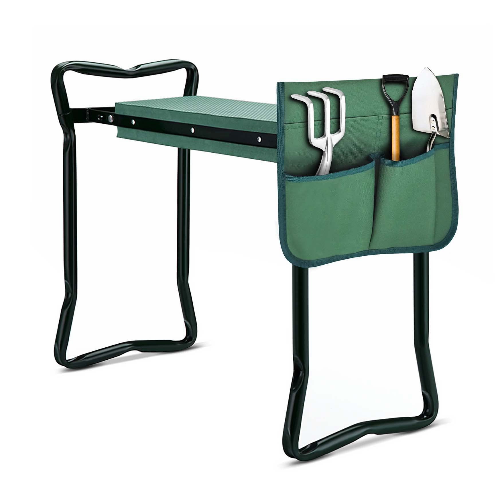 Foldable Garden Kneeler and Seat with EVA Foam Pad & Tool Pouch - Ergonomic Kneeling Bench with Handles for Gardening, Weeding, Planting - Perfect Outdoor Kneeling Stool for Seniors & Gardeners