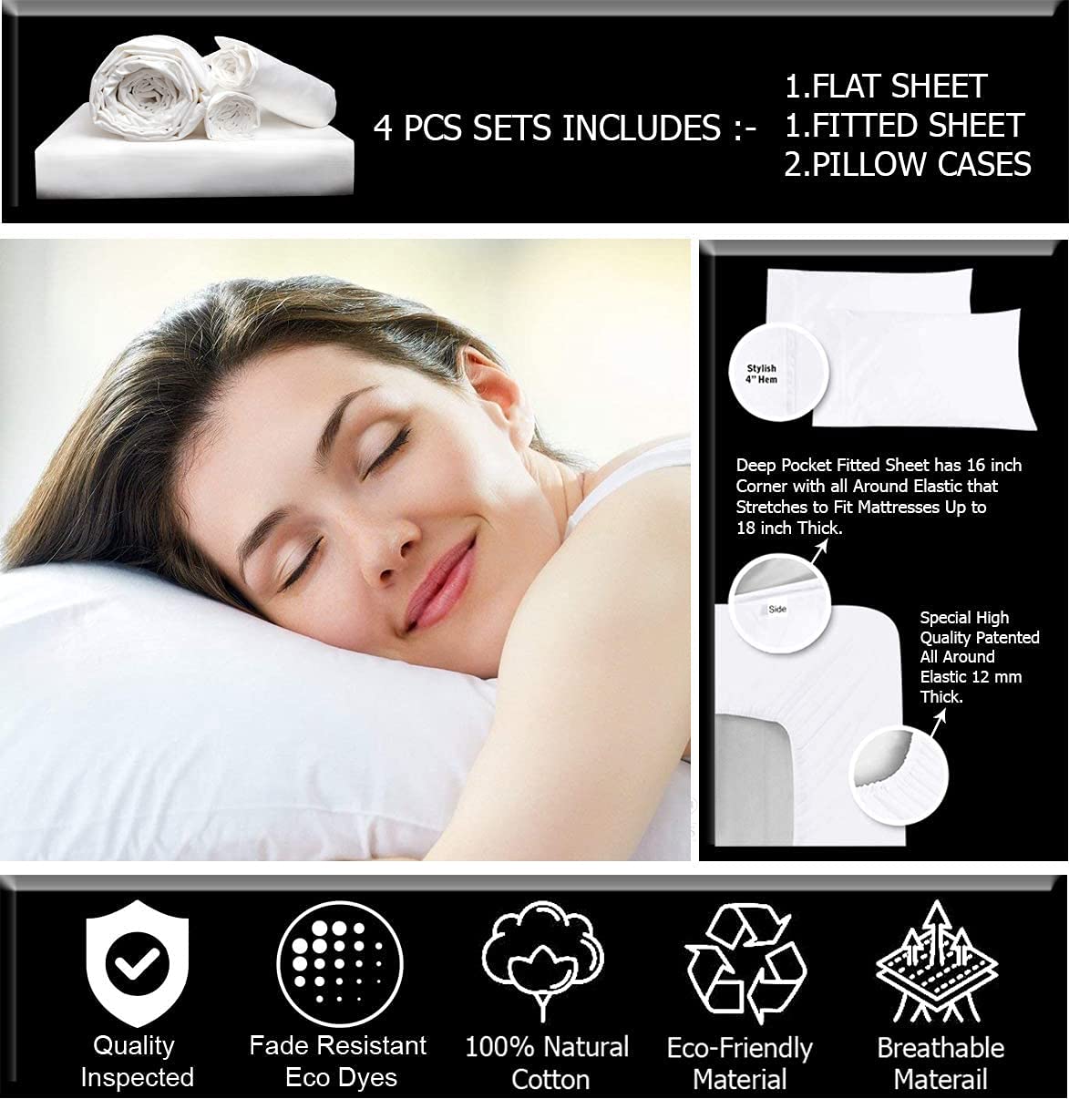 1000 Thread Count 100% Egyptian Cotton Full 4-Piece Sheet Set - Teal, 18-Inch Deep Pocket, Long Staple Cotton Bedding for Luxury Hotel Feel | Perfect for Master Bedrooms, Guest Rooms & Airbnb Listings