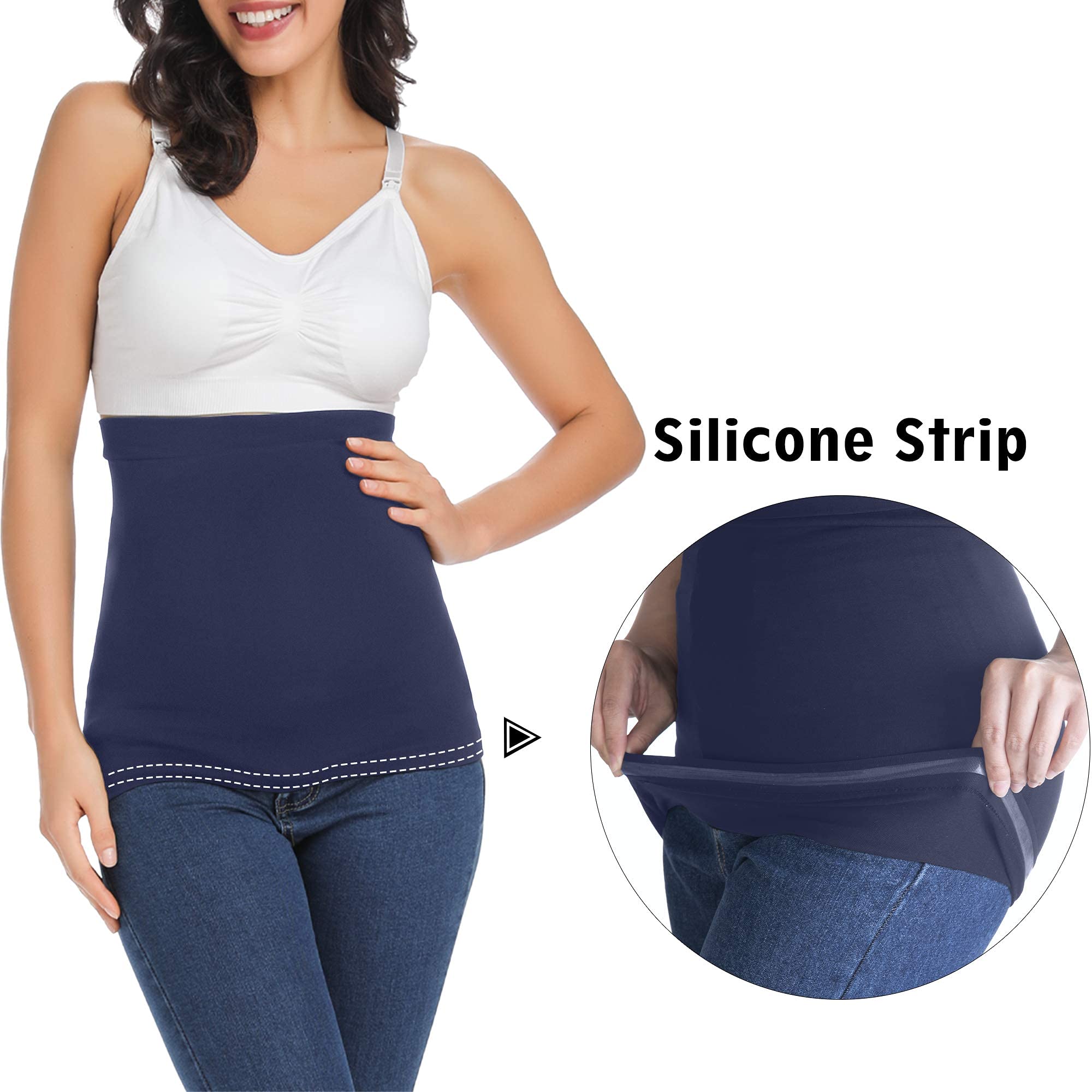**Rheane Pregnancy Belly Support Band - Maternity Belly Band for Comfort & Back Pain Relief - Adjustable Waist Extender for Pants (Black & Navy, 3-Pack) - Ideal for Work, Exercise & Everyday Wear**