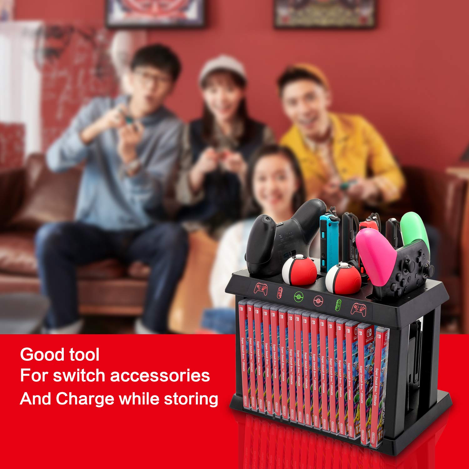 HEATFUN Fast Charging Dock for Nintendo Switch Joy-Cons, Pro Controllers & Poke Ball Plus - LED Indicator Charging Station with Multi-Device Support | Perfect for Gaming Setup & Accessories Organization