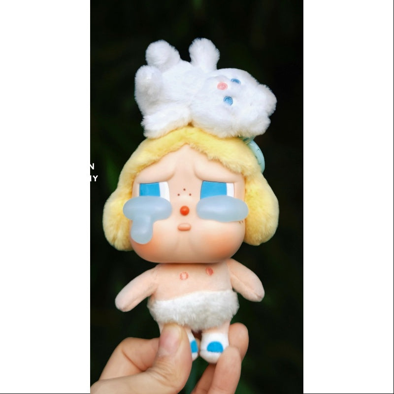 Crybaby Crying Again Series Vinyl Face Plush Doll - Blonde Secret Baby Collectible Figure (1/144 Scale) - Perfect for Anime Collections, Display Shelves & Gift Giving