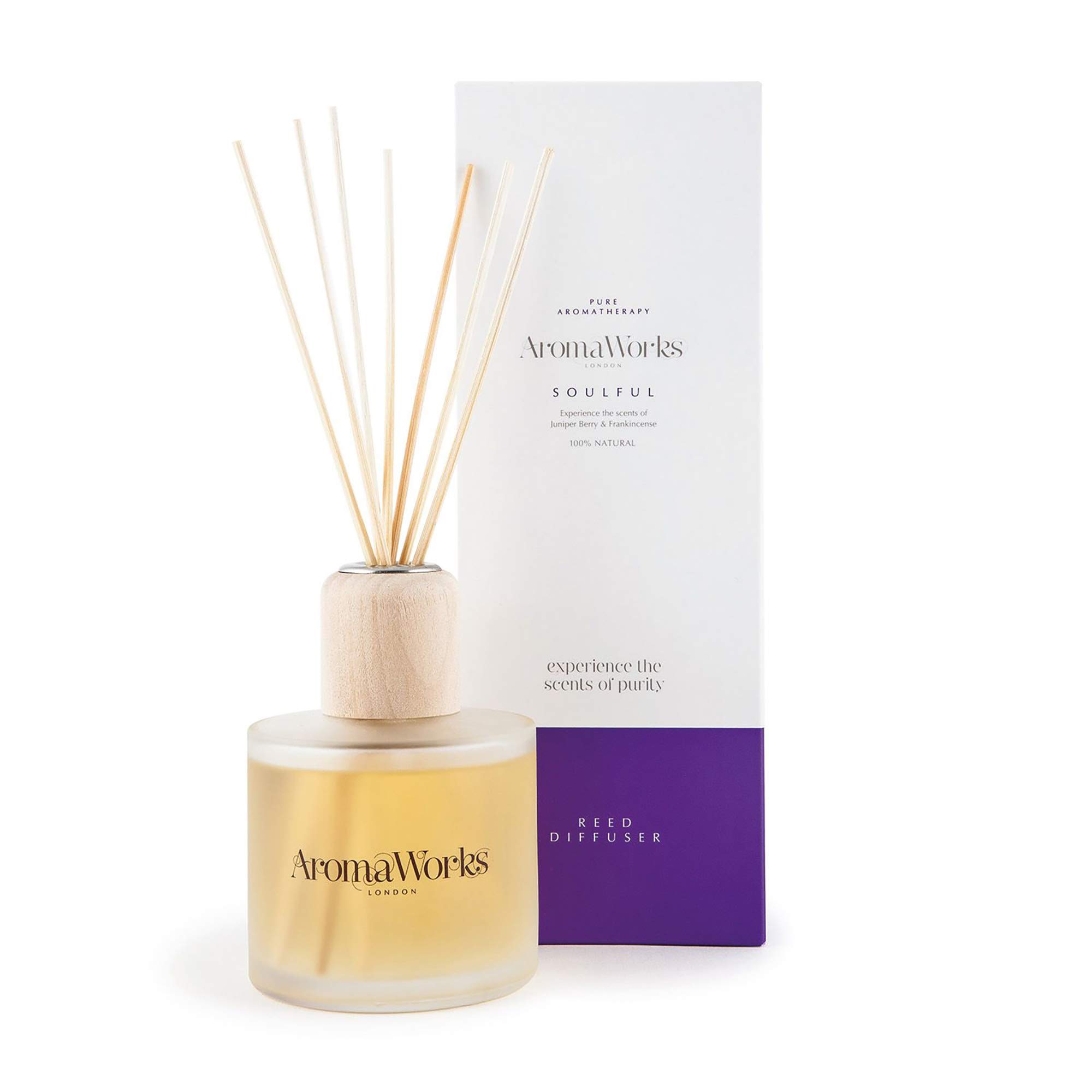 Aromaworks Soulful Reed Diffuser with 100% Pure Essential Oils - Exotic Woody Scent for Home & Office - Vegan, Natural Aromatherapy for Relaxation & Mental Clarity - 6.76 Oz Reed Diffuser for Bedroom, Bathroom & Living Spaces