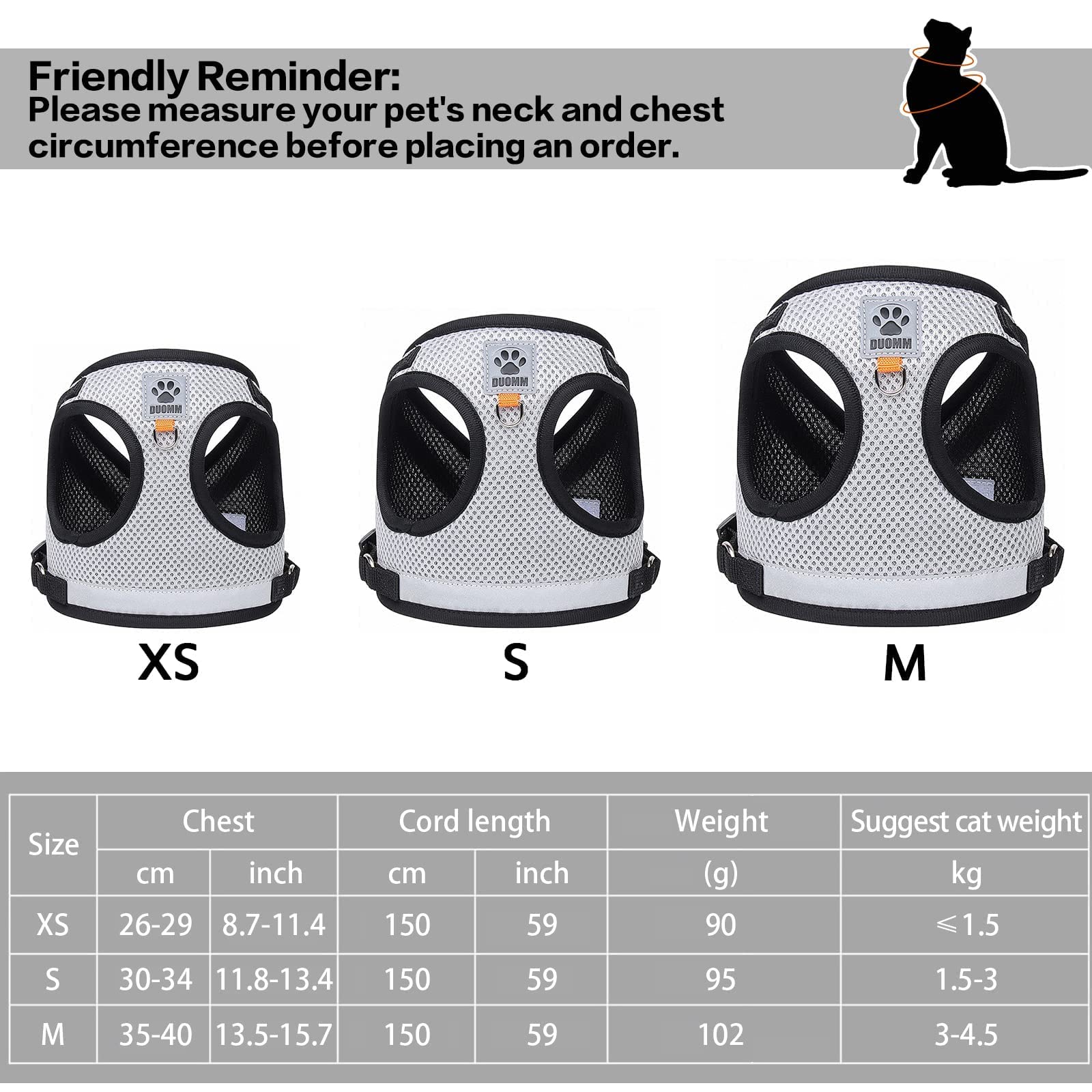 **Escape-Proof Adjustable Cat Harness & Leash Set – Breathable Reflective Kitten Harness for Small to Medium Cats – Perfect for Walking, Hiking & Outdoor Adventures**