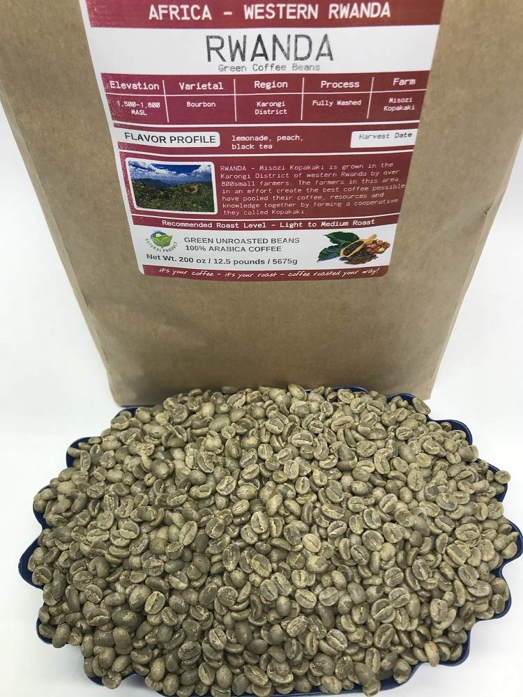 Premium 12.5-Pound Rwanda AA Unroasted Green Arabica Coffee Beans - Specialty Grade, Fresh Current Crop - Perfect for Home Roasting & Brewing - Ideal for Coffee Enthusiasts, DIY Roasters & Specialty Coffee Lovers - Use in Home Coffee Roasters, French Press, Espresso & Drip Coffee Makers