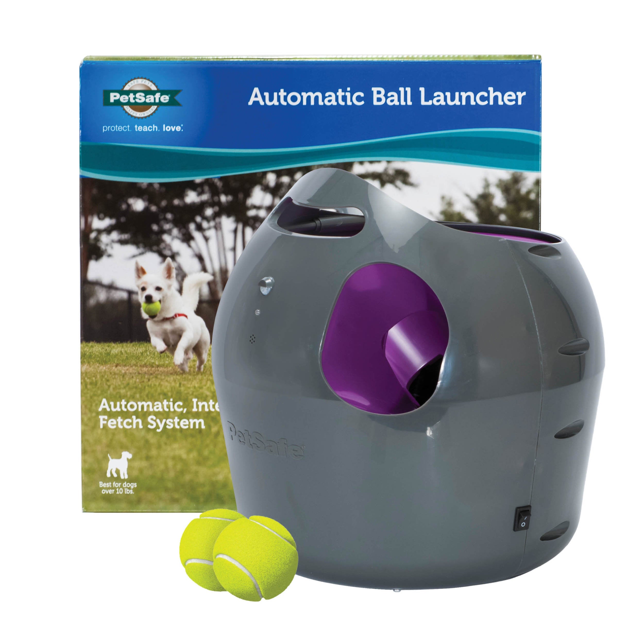 Automatic Ball Launcher for Dogs - Interactive Pet Toy with Adjustable Distance & Auto-Fetch - Perfect for Backyard Play, Training, and Exercise (English/Spanish Bilingual Packaging)