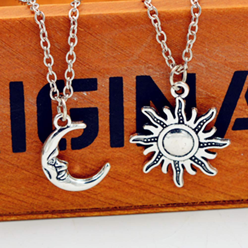 2 Pcs Sun and Moon Necklace Set - Best Friend Necklaces for Women, Celestial Crescent Moon & Sun Charm Jewelry, Valentine's Day Gift for Her, BFF Matching Necklaces for Couples, Sisters & Best Friends | Perfect for Anniversaries, Birthdays & Friendship Day Gifts