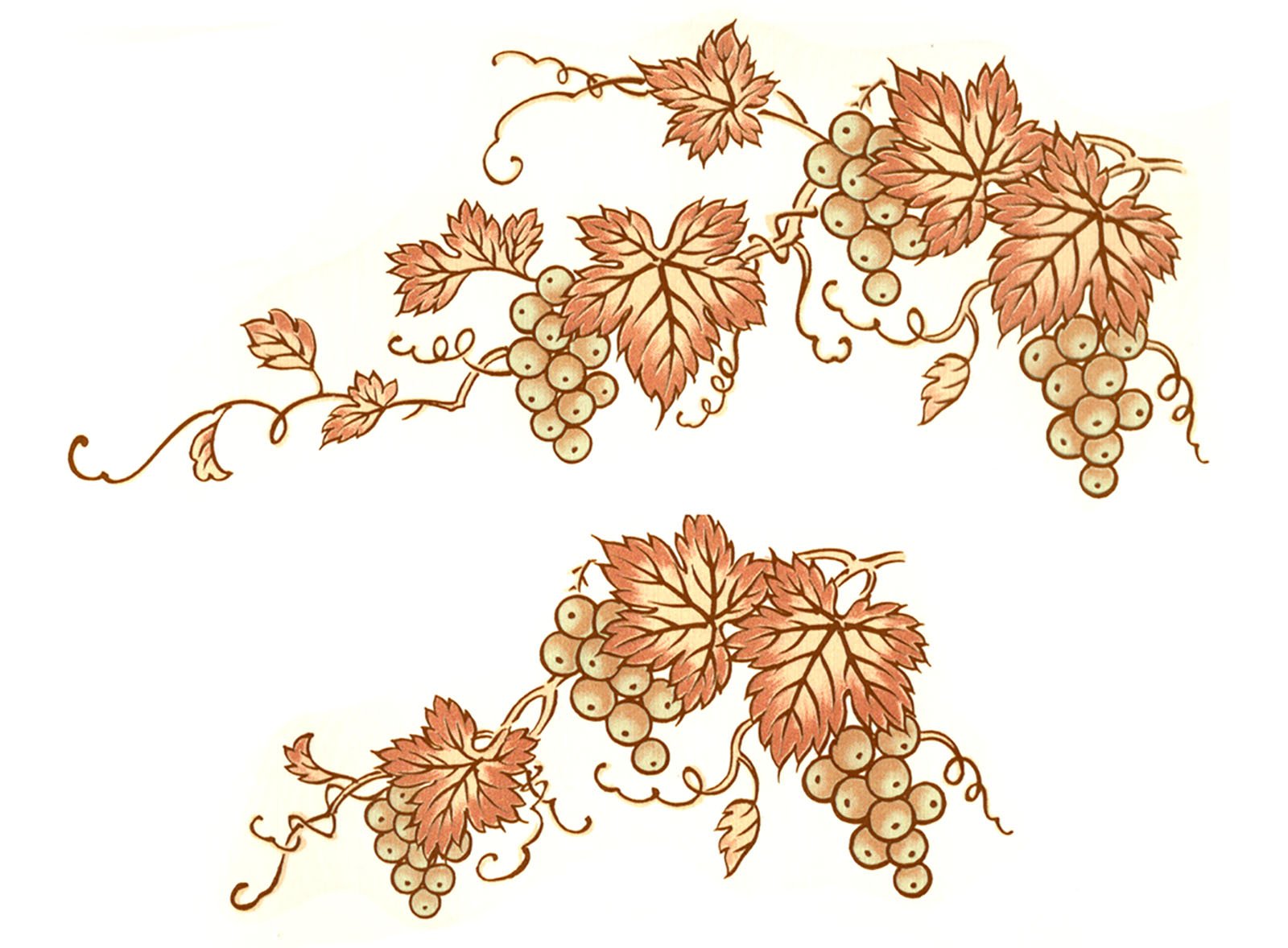 292 Gold Grape Cluster Leaves Ceramic Decals - 5